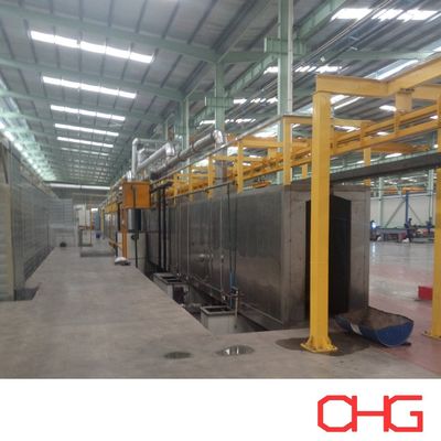 Custom Powder Coating Line for Aluminum Profiles Featuring Overhead Conveyor and Electrostatic Powder Application System