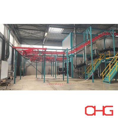 قیمت خوب ویژگی مواد مقاوم در برابر گرما قدرت سفارشی و سیستم حمل و نقل فوقانی رایگان برای خط پوشش پودری آنلاین